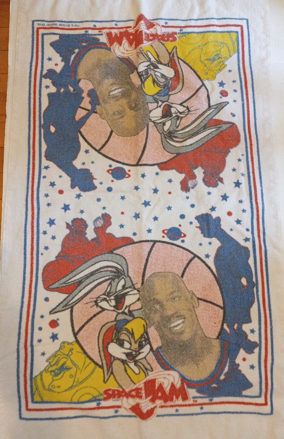 Toalla de playa Space Jam 1995 vintage Michael Jordan Looney Tunes algodón EE. UU. rara