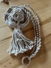 Handmade Macrame Plant Hanger With Wooden Beads And Ring