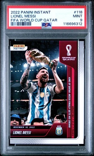 2022 PANINI INSTANT FIFA WORLD CUP QATAR #118 LIONEL MESSI PSA 9