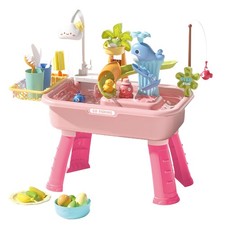 Kid Water Table Beach Outdoor Toys 4-in-1 Sink Toy with Electric Faucet lovely