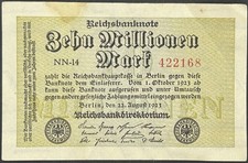 1923 Germany Weimar Republic  10.000.000 / 10 million Mark Banknote
