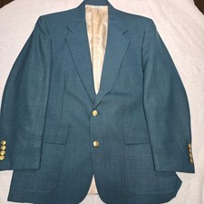Palm Beach Men's Teal Blue Blazer with Gold Buttons, Tailored in USA