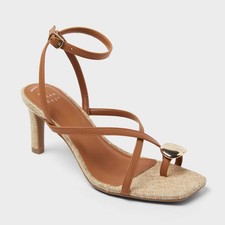 Women  s Capri Heels with Memory Foam Insole - A New Day Tan