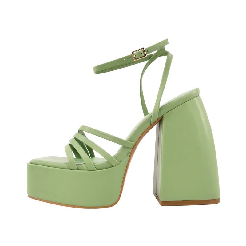 Women's Platform Chunky Heel Ankle Strap Sandals US9