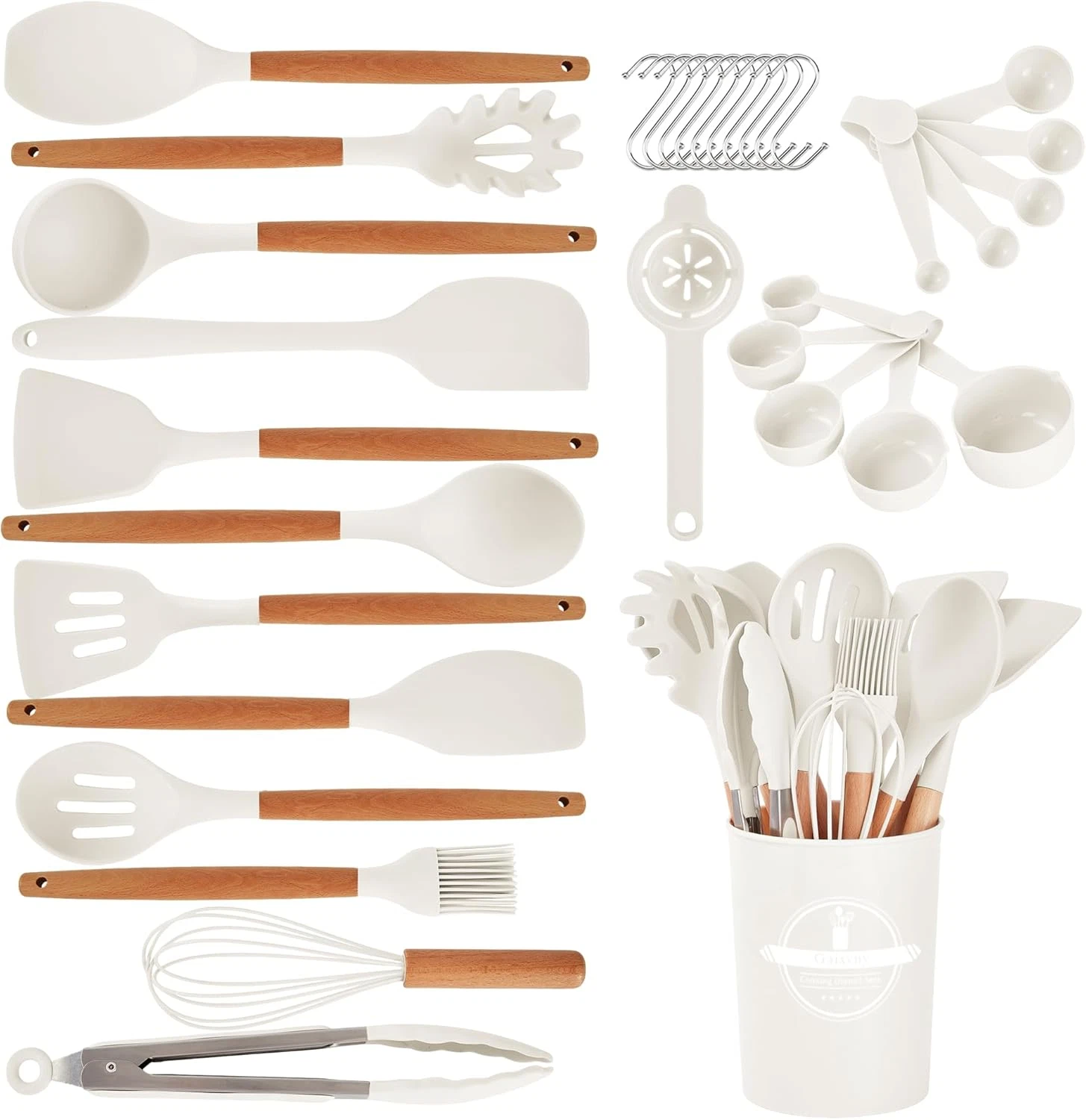 Kitchen Utensils Set - 34 PCS Non-Stick Silicone Cooking Utensils Set Spatula Se