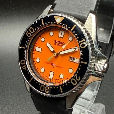 Seiko Diver Watch 150m Quartz 2625-0010 Orange Dial Unisex wrist 19cm