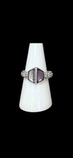 Bomb Party Hexagon Amethyst Lavender Topaz Rhodium Plated Cocktail Ring Size 7