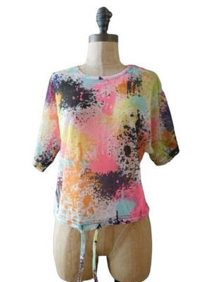 Full Circle Trends Size S Small Artsy Graffiti Style Semi Sheer Crop Top