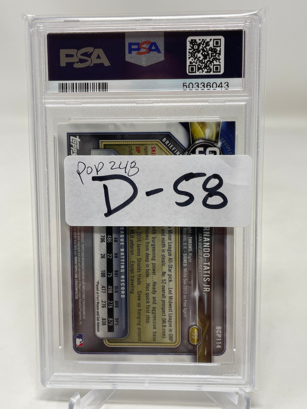 2018 Bowman Mega Box #BCP114 Fernando Tatis jr Chrome PSA 9 view 2