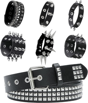 YMO Black Studded Belt, Spiked Bracelets Emo Belt Spike Bracelet Rivet Studded B