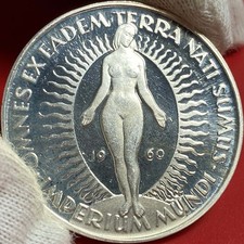1960 GERMANY ARGENTEUS 1 DUCAT SILVER PROOF NUDE FEMALE CHILDREN OF EARTH RARE!!