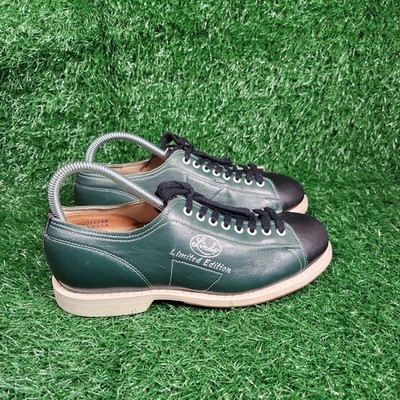 Vntg Linds Limited Edition Bowling Shoes Green Black Leather Men 7D Made in USA