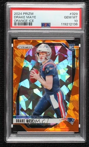2024 Panini Prizm Rookies Orange Ice Drake Maye #329 PSA 10 GEM MT Rookie RC