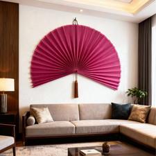 Bamboo fan wall decor, Oversized fan, Handmade gift for Christmas / New Year