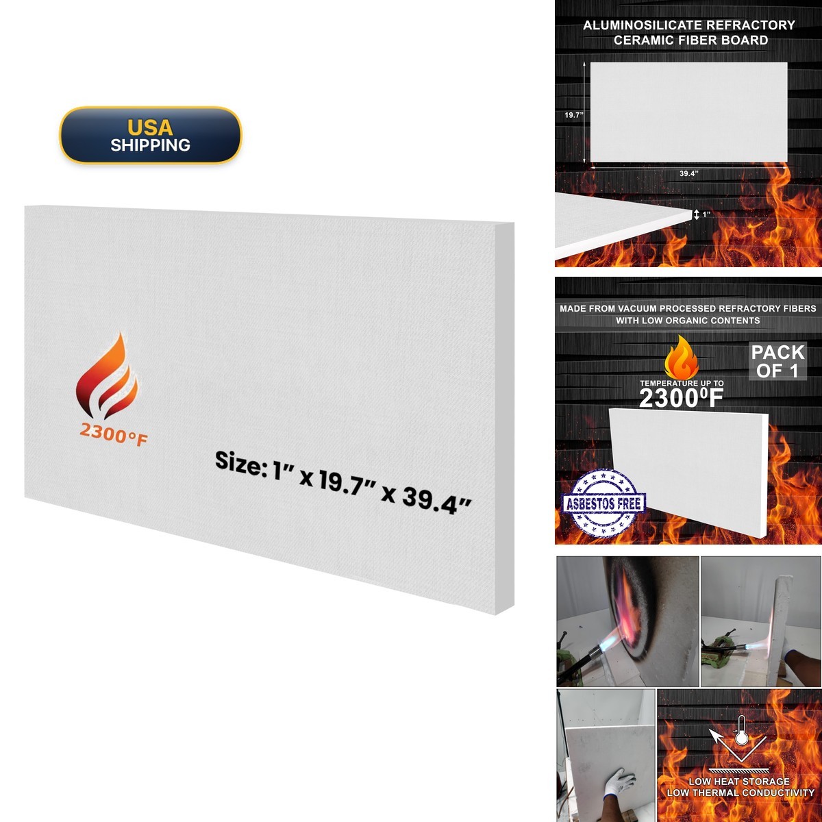 Simond Store Ceramic Fiber Board Insulation 1" x 19.7" x 39.4"