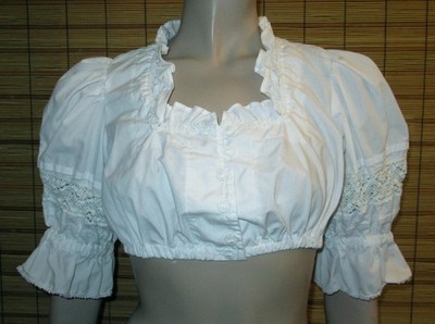 WEISSE DIRNDLBLUSE - TRACHTENBLUSE - SPITZE - COTTON/POL. - COUNTRY LINE - GR.36