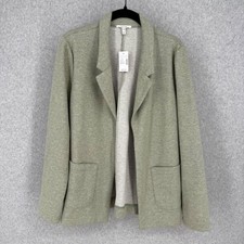 Maurices Womens Open Front Boyfriend Knit Blazer Size M Sage Green Casual NEW