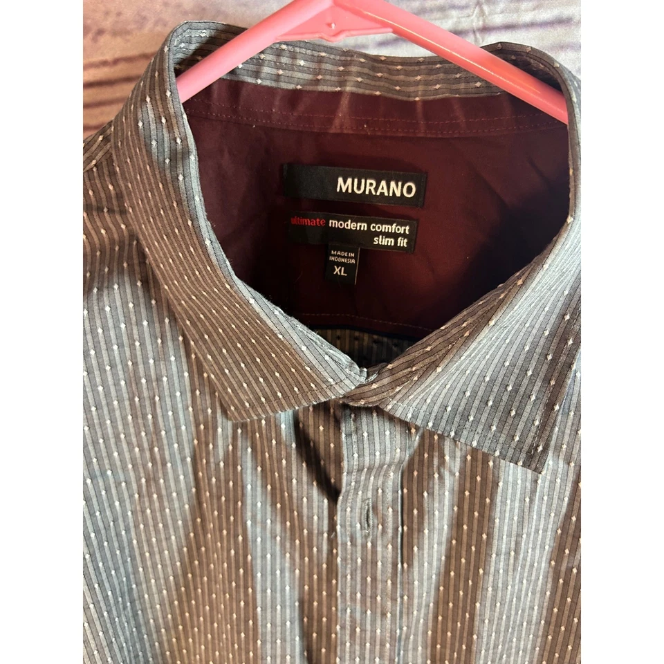 Camisa Murano Moderna Cómoda Calce Ajustado Para Hombre Rayas Abotonada XL Foto 2 de 4