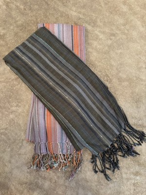 Two Multicolor Handwoven Scarves/wraps/sarongs