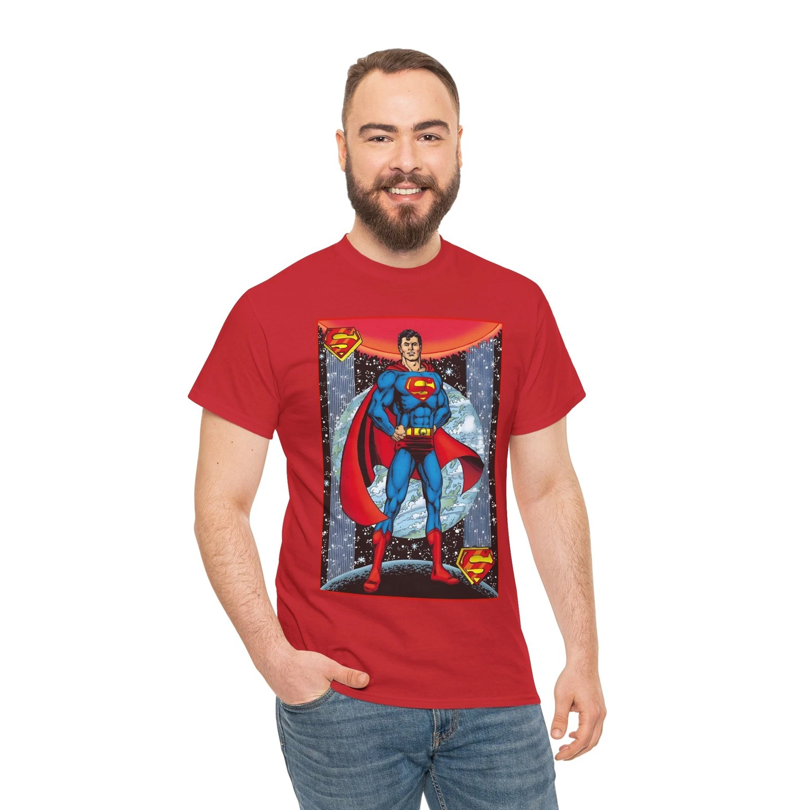 Superman T-Shirt - George Perez Justice League Postcard Art - DC Comics - 1980s
