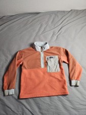 Patagonia Microdini Fleece Jacket Pullover Youth Sz Medium Orange 1/2 Zip 65380