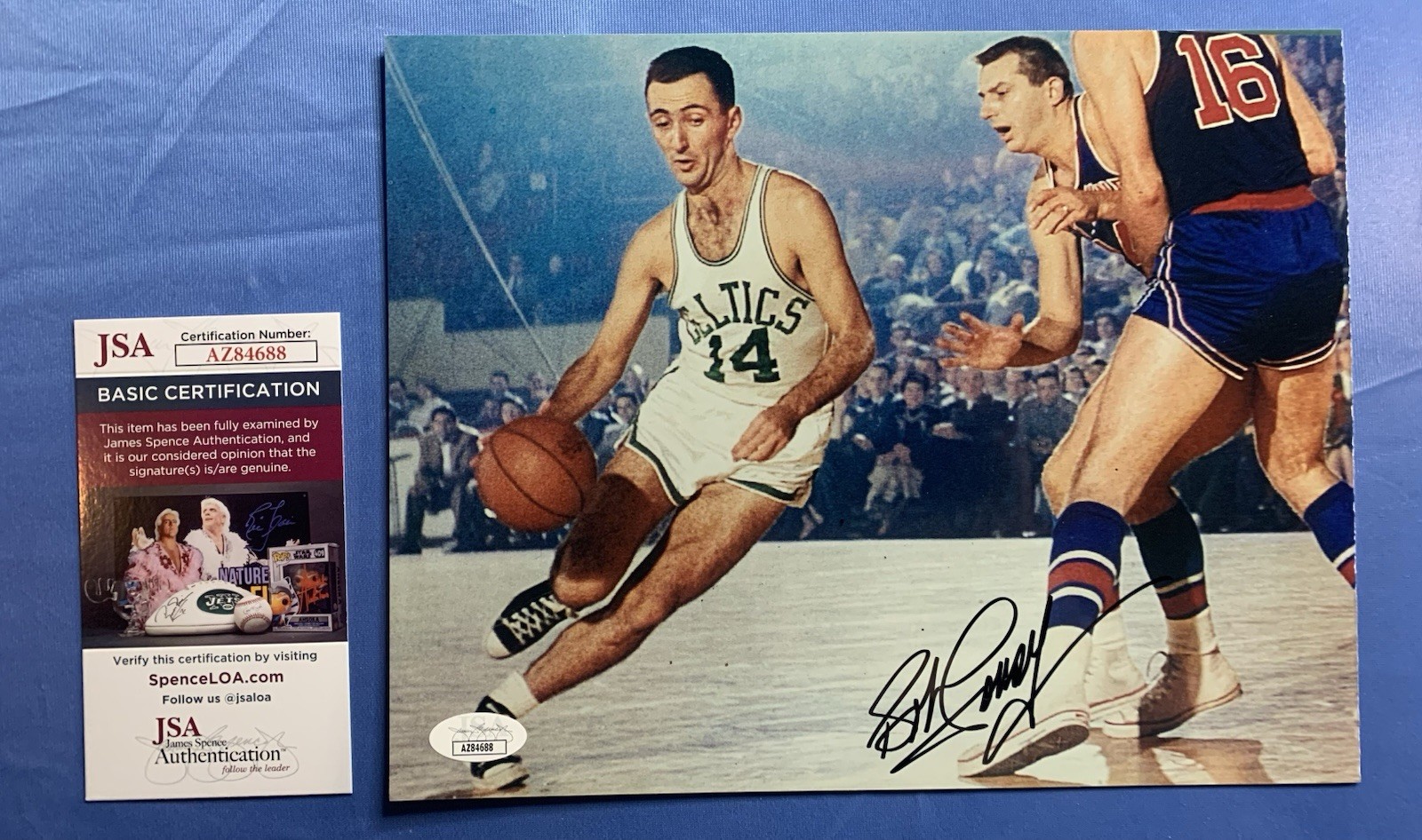Bill Russell Autographed Signed BOB COUSY Glossy CELTICS 8x10 w/JSA AUTHENTICATION 