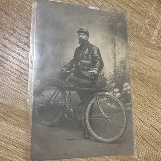 CPA Photo Cycliste 11e Territorial 1914 Lettre Front Marmite Colonel