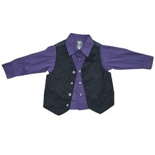 Dockers Boy's 3 Piece Formal Pinstripe Vest, Tie,  Dress Shirt Set 2T/2 Wedding