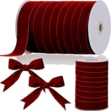 1" x 60 Yards Burgundy Red Velvet Ribbon for Christmas Crafts and Decorations