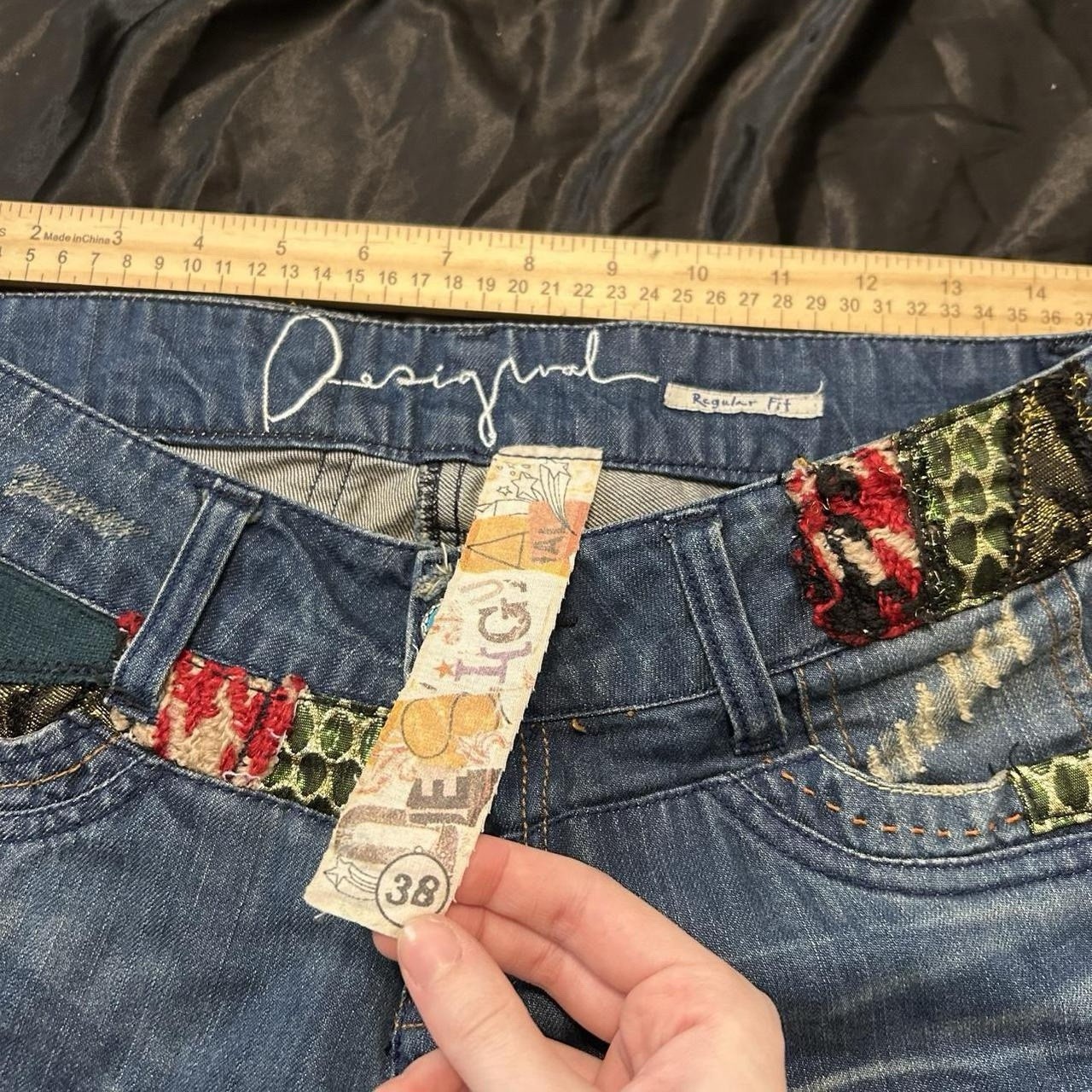 Insane vintage patchwork straight leg lowrise dis… - image 6