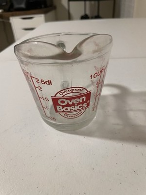Vintage Anchor Hocking Oven Basics 1 Cup / 250 ml Measuring Cup 496 Made in USA