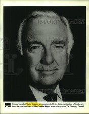 1995 Press Photo Walter Cronkite hosts The Cronkite Report, on Discovery Channel