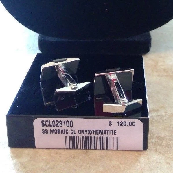 Gemelos Dolan Bullock plata esterlina ónix hematita muy raros scl028100 $120 Foto 2 de 3