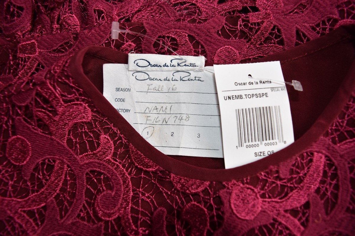 Chemisier Oscar De La Renta Guipure Dentelle Prune - Taille 2/4 - Neuf Avec étiquettes