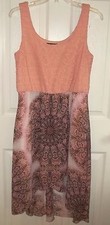 Womens REIGN ON~PEACH DRESS~size LARGE~NEW~LACE~PARTY~Short Mini