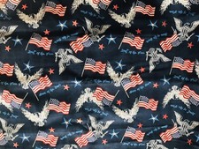 Patriotic USA Eagle American Flag Star Fabric FQ 18  x21  Home of The Brave