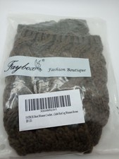 C New FAYBOX Short Women Crochet Boot Cuffs Winter Cable Knit Leg Warmers Brown