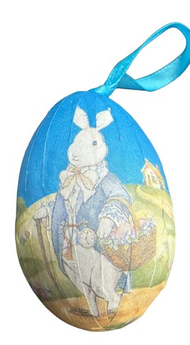 Set 11 Hase Kaninchen Seidenpapier Schaumstoff Osterschmuck Vintage Design Baumband - Bild 2 von 14