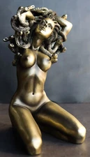Ebros Greek Goddess Kneeling Nude Seductive Medusa W/ Snake Hair Statue 6"H