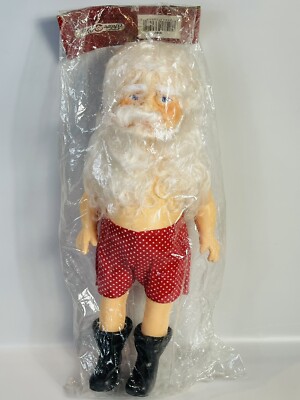 Fibre Craft 13'' Music Box Standing Santa #3207 Gray Hair Blue Eyes Vtg 1990 NOS