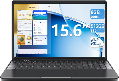 SGIN - 15.6'' FHD Laptop - Intel Celeron 2.5GH- 8GB Memory - 512GB SSD- BLACK