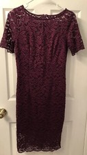 NEW! Women’s Maroon Vintage Style Short Sleeve Lace Dress, Size S