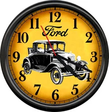 Ford Model A Retro Vintage Auto Universal Car Black Image Gift Sign Wall Clock