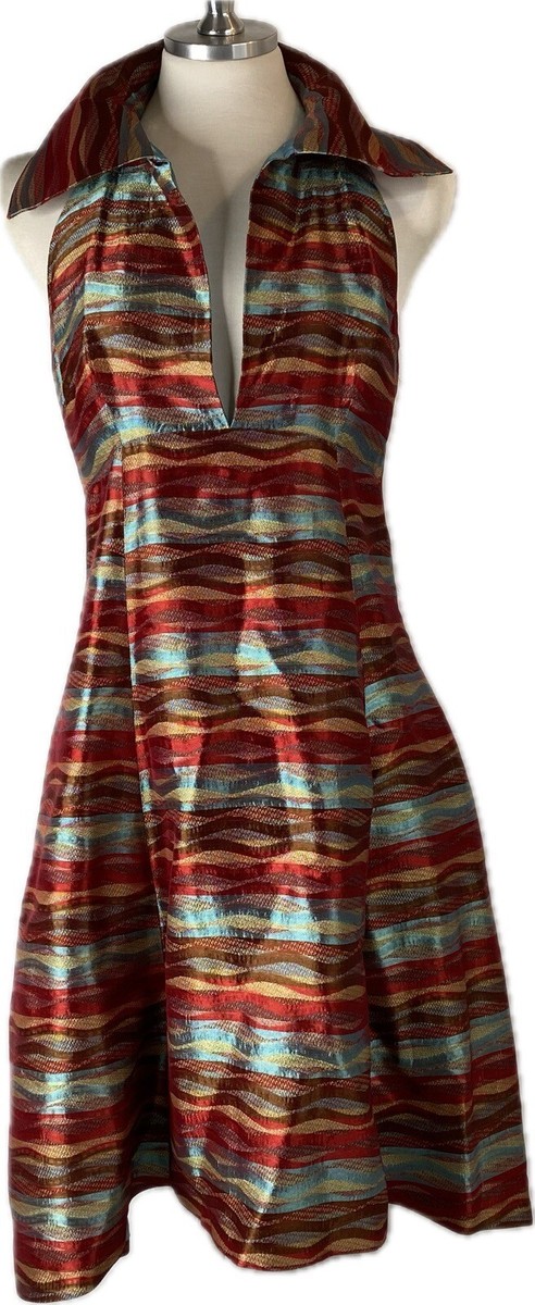Coogi Australia Signature Womens Sz Small Sleeveless Halter Collared Dress  Italy