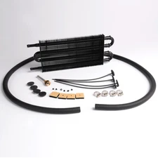 UNIVERSAL ALUMINUM REMOTE TRANSMISSION OIL COOLER RADIATOR CONVERTER KIT 4 ROW