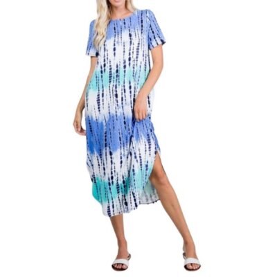 Tie Dye Pocket Long Dress-Blue NEW SIZE MEDIUM