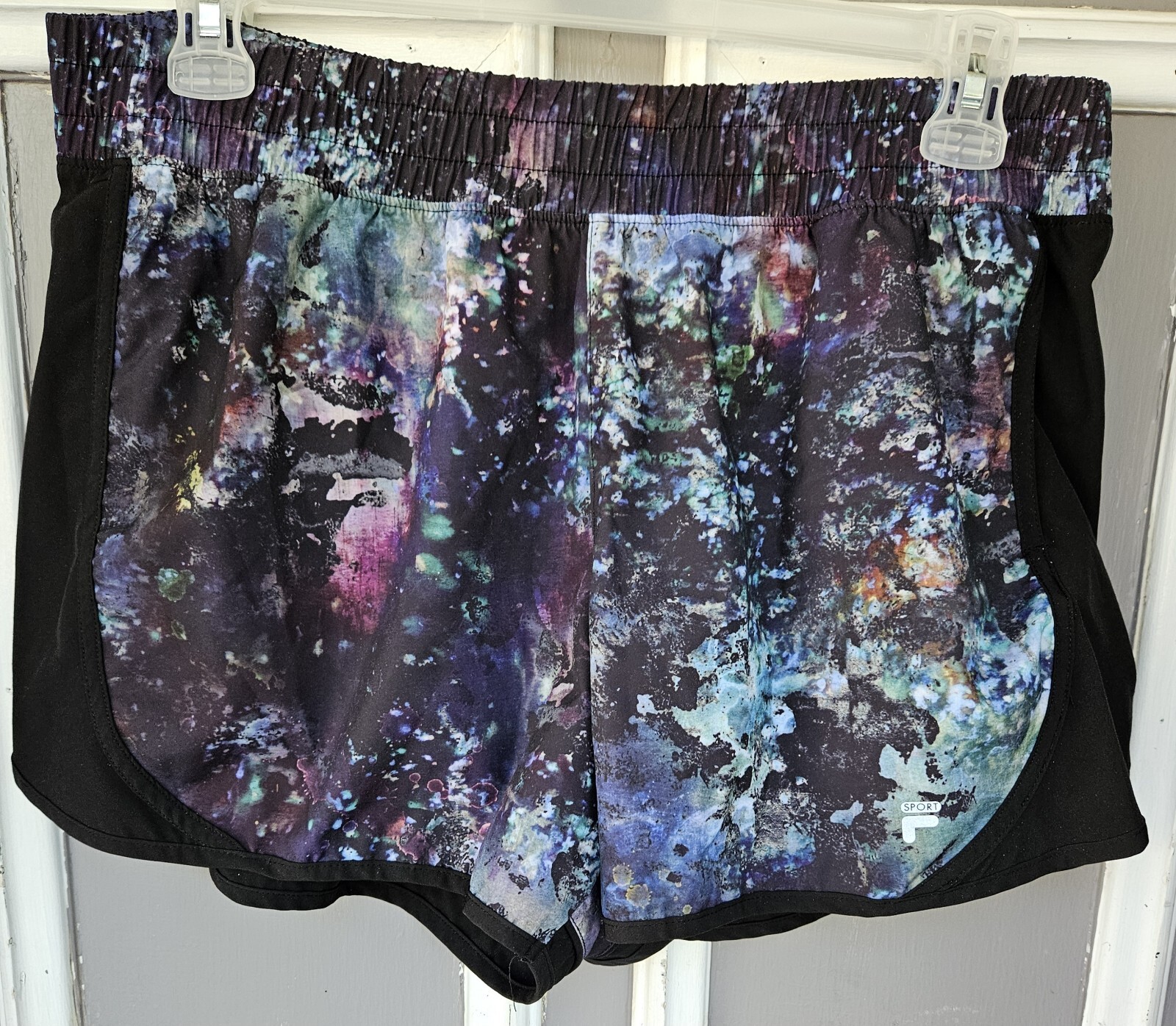 Pantaloncini sportivi donna FILA SPORT TAGLIA XL con fodera logo colorato design spaziale