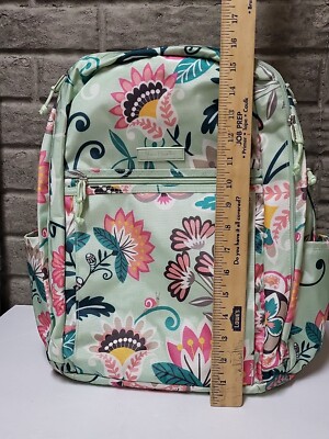 Lighten Up Grand Backpack in Lighten Up in Mint Flowers Vera Bradley Mint Flowers Snail Grand Laptop Backpack Green  main image 3