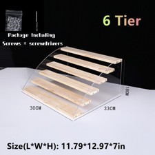 1-6 Tier Acrylic Wood Display Shelf Stands Organizer Toys Figure Shelf Rack