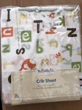 Sumersault Crib Sheet Neutral ABC's 80 Polyester/ 20 Cotton 28" x 52" New